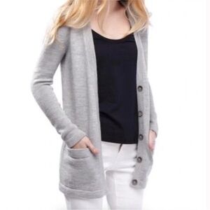 CUYANA baby alpaca Women's Gray Cardigan Sweater